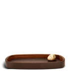 Assouline leather pebble trinket tray with movable brass pebble - British product