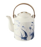 Gien ceramic Japanese teapot blue-and-white transferware, imported from the UK