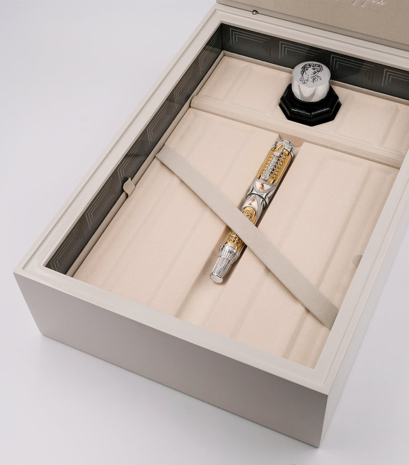 Montegrappa yellow gold Michelangelo rollerball pen with sterling silver barrel, imported from the UK