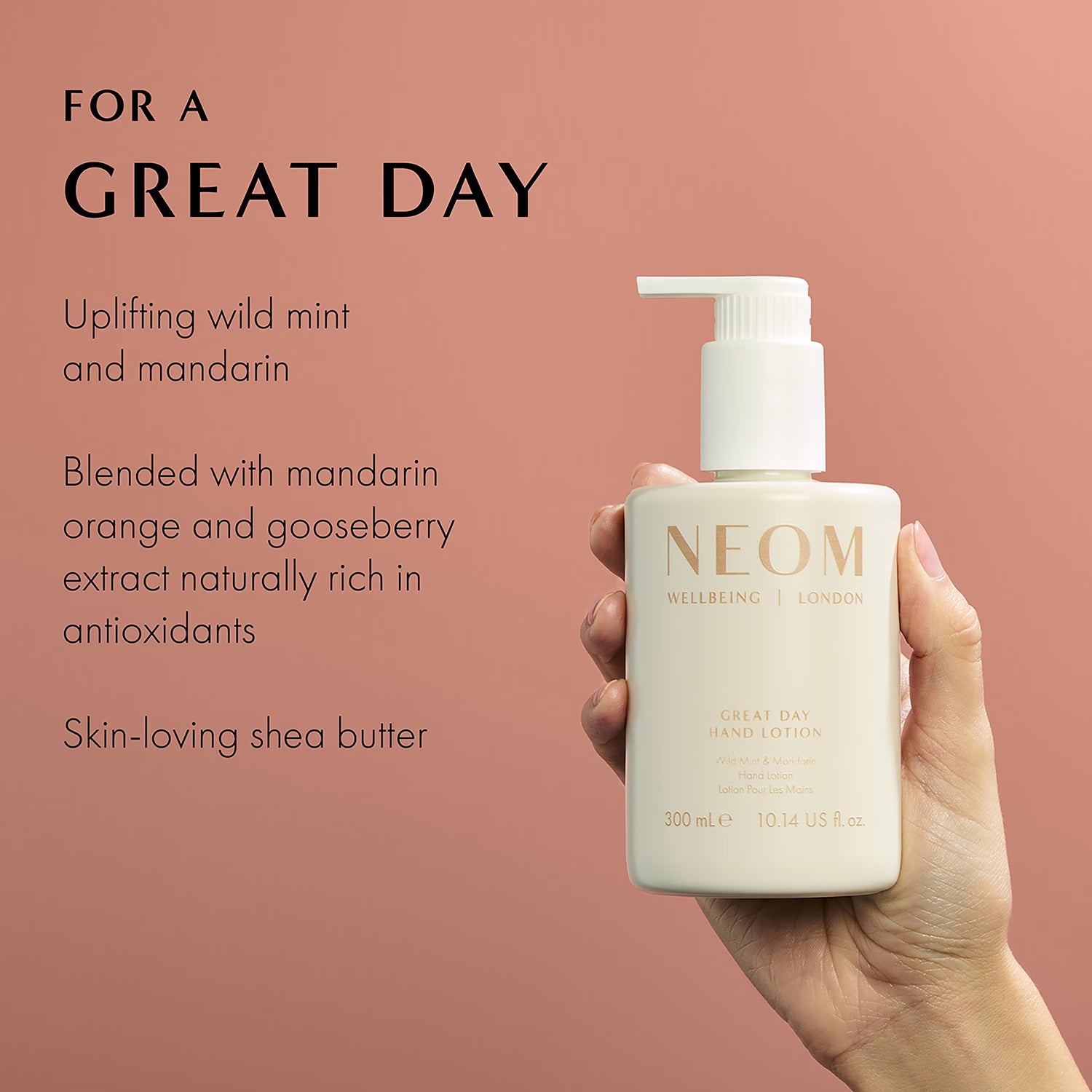NEOM Great Day Hand Lotion 300ml, imported from the UK