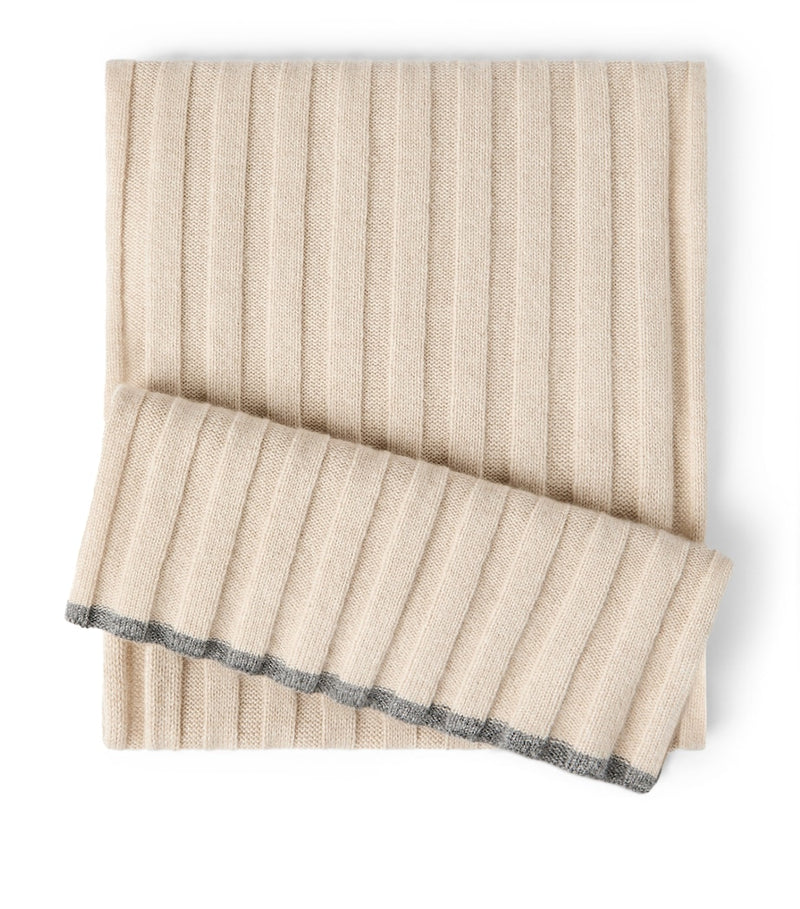 Brunello Cucinelli cashmere ribbed scarf accessory, UK version