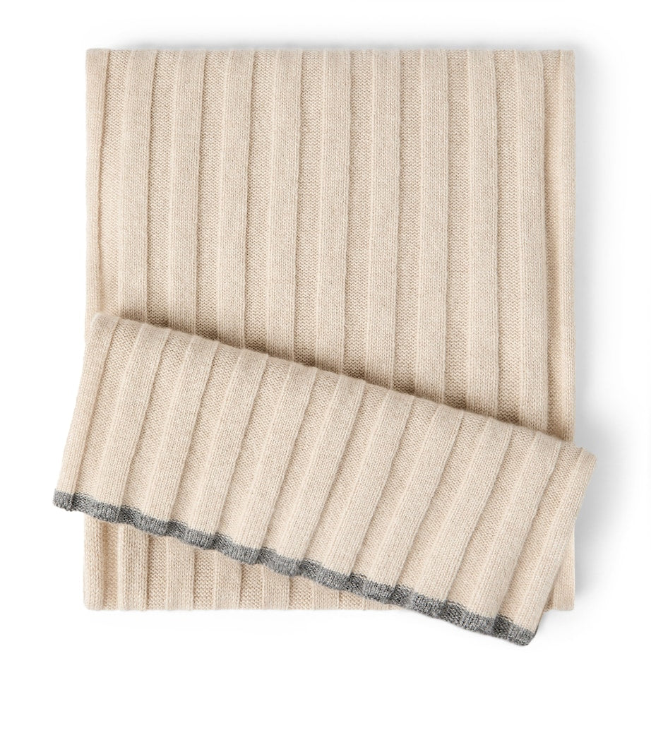 Brunello Cucinelli cashmere ribbed scarf accessory, UK version