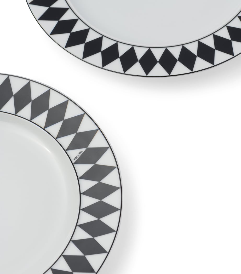 Prada porcelain chequerboard dessert plates set 22cm, imported from the UK