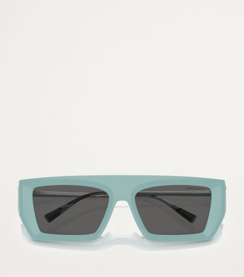 Tiffany & Co. injected rectangular sunglasses with blue tips, from the UK
