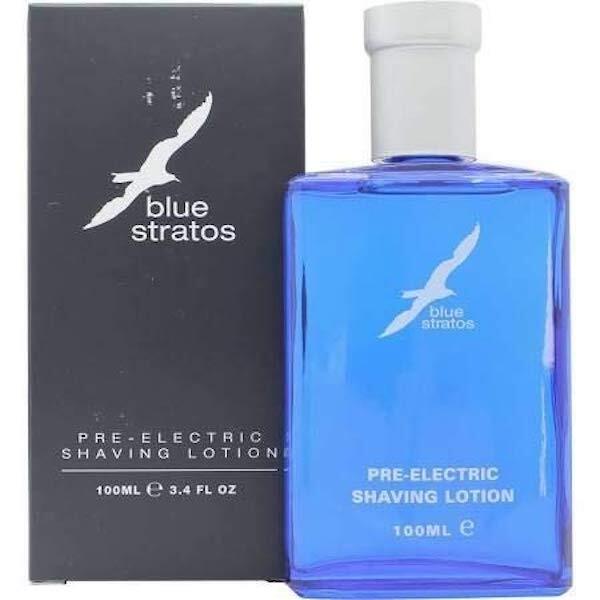 Blue Stratos pre-electric shaving lotion 100ml, imported from the UK