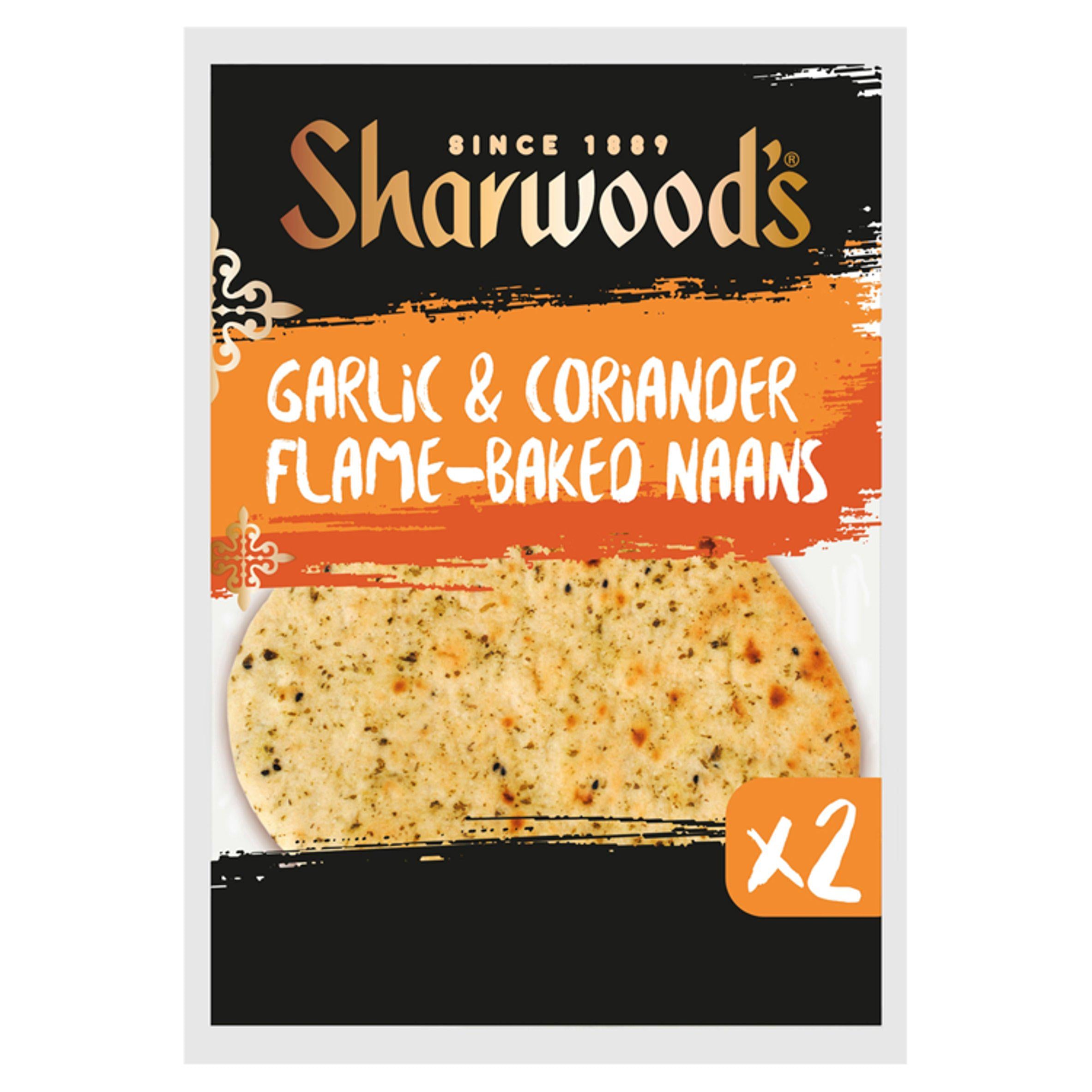 Sharwood's Garlic & Coriander Naan Breads x2 Indian Sainsburys   