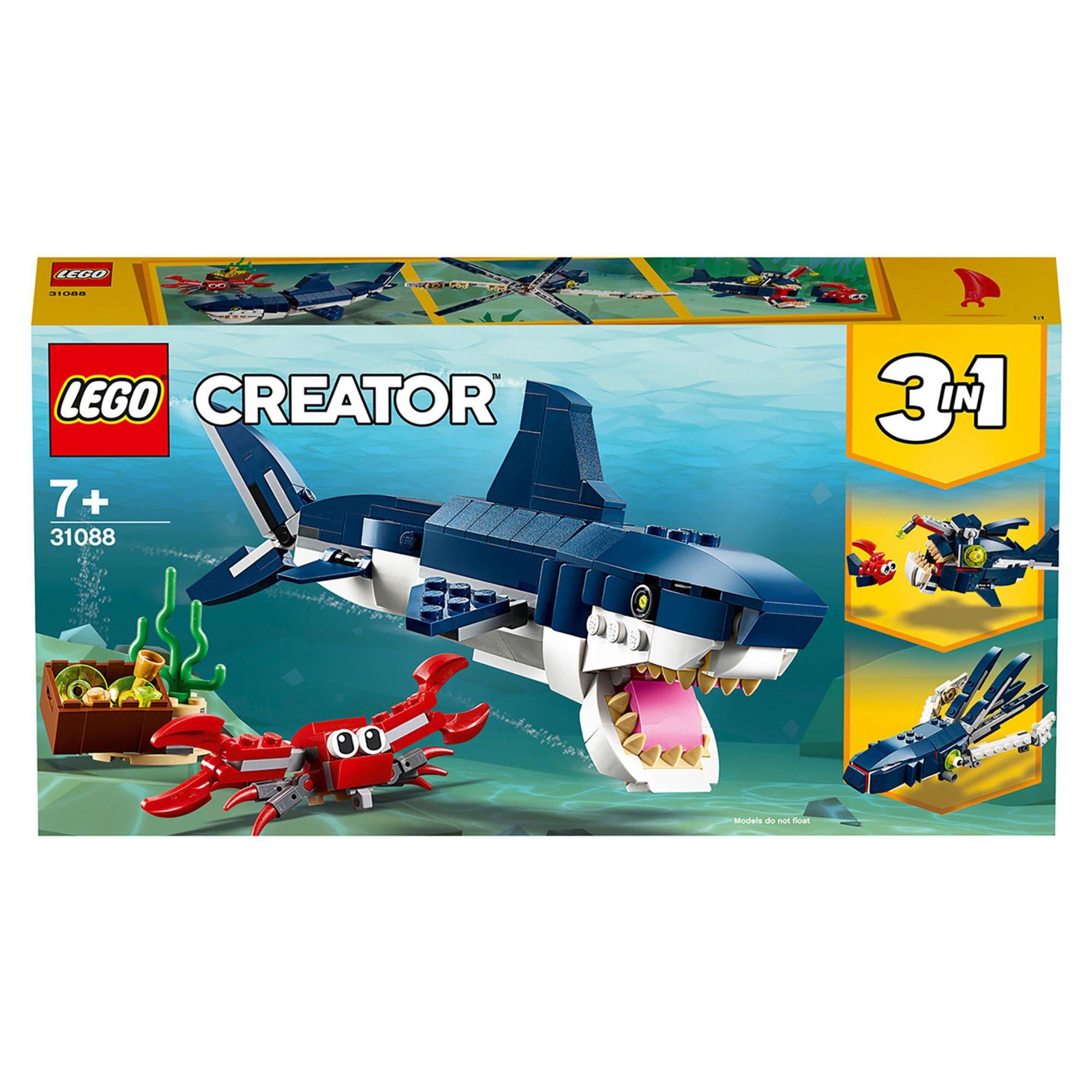 LEGO Creator 3in1 Deep Sea Creatures Shark Toy Set 31088 GOODS Sainsburys   