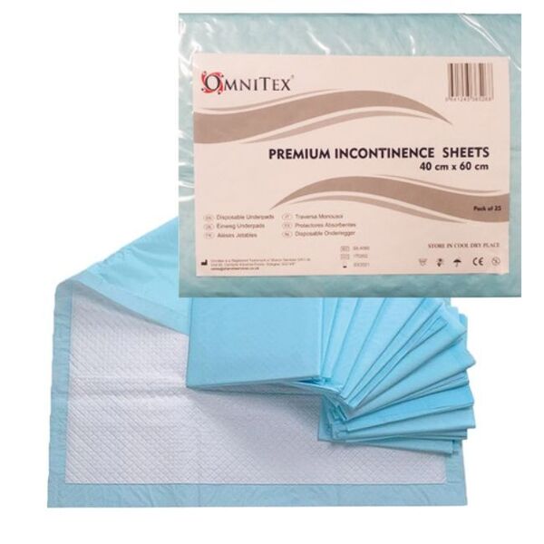 Omnitex 40x60cm Disposable Incontinence Chair Pads 600ml 25x