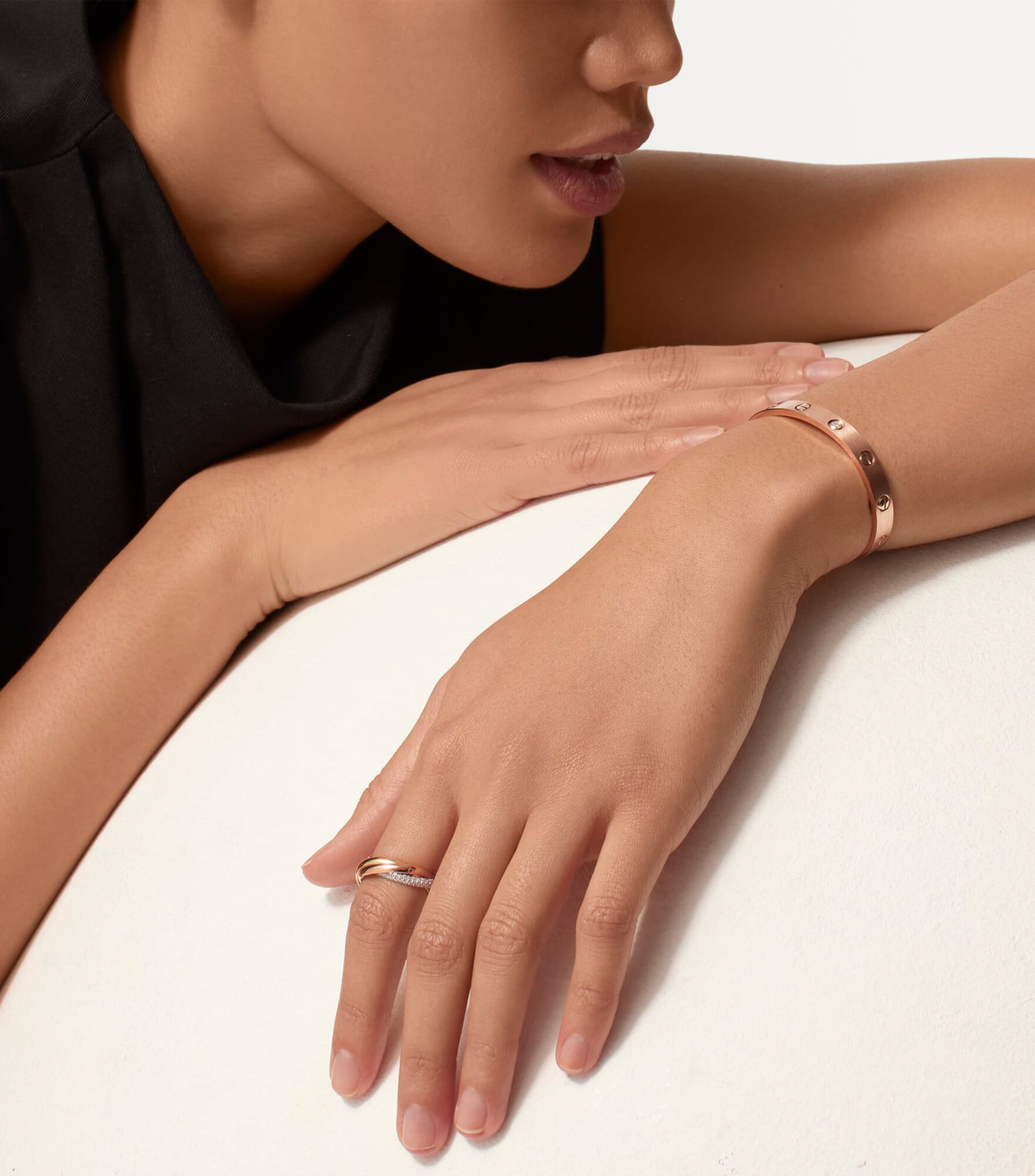 Cartier Love bangle in brushed rose gold with diamond, imported from the UK