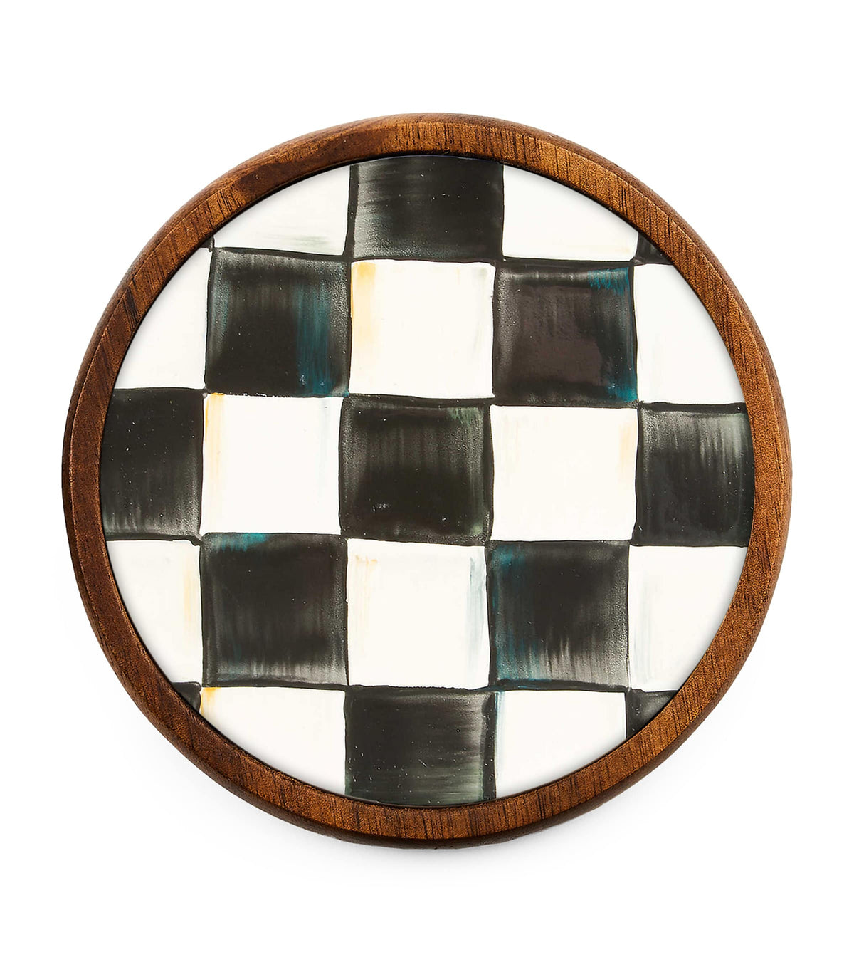 MacKenzie-Childs wood Courtly Check coaster set of 4, imported from the UK
