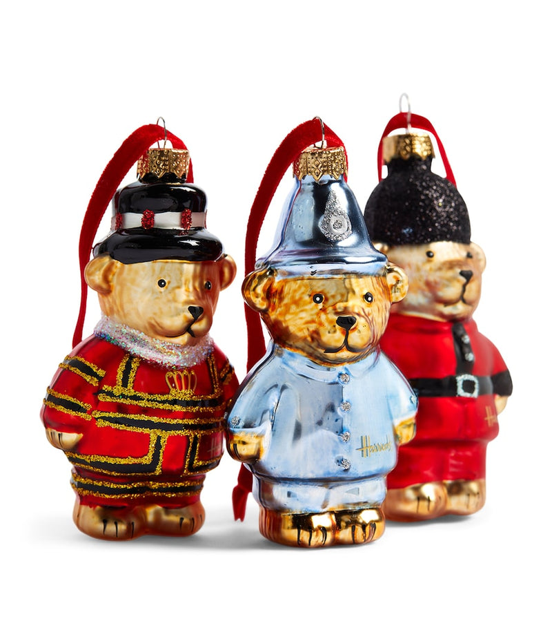 Harrods London bear ornaments set of three, imported from the UK
