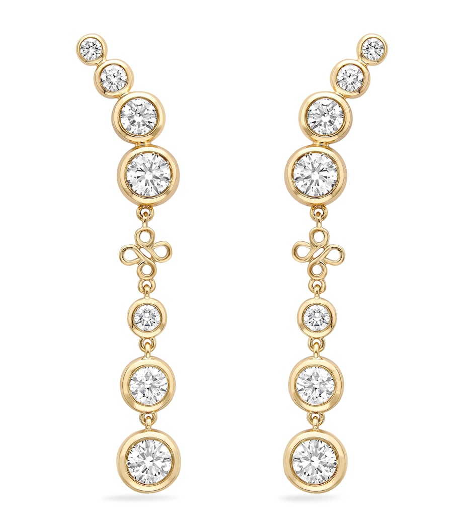 Boodles yellow gold and diamond long earrings (British brand)