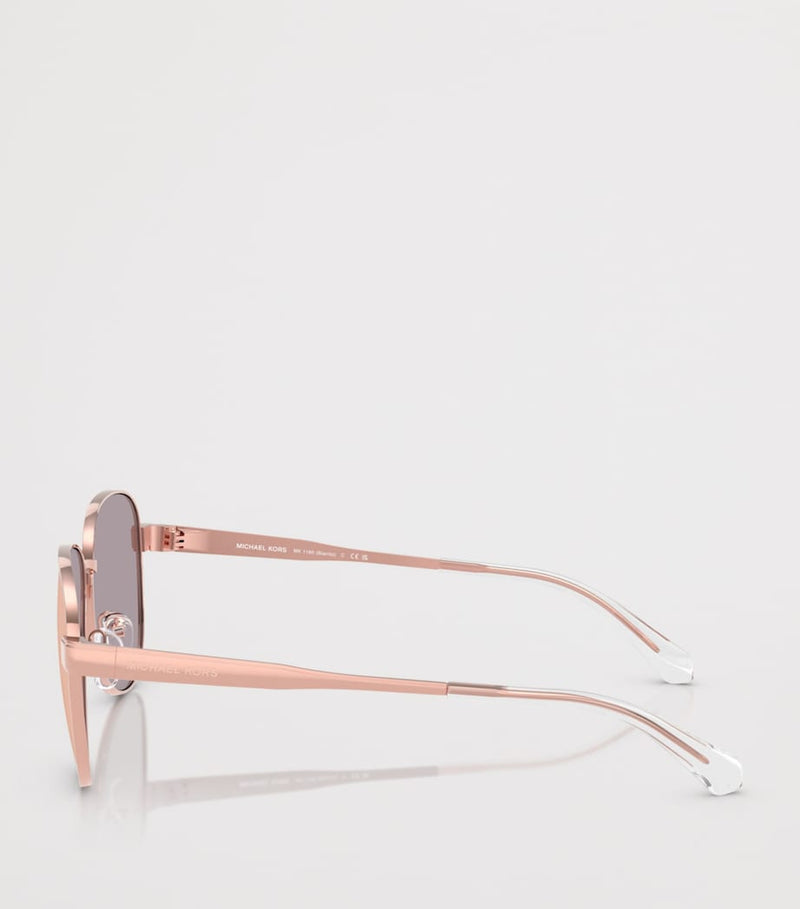 Michael Kors Biarritz Piloten-Sonnenbrille, roségoldfarbener Metallrahmen, importiert aus Großbritannien