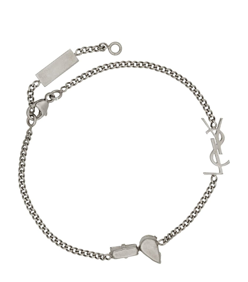 Saint Laurent Crystal Monogram Chain Bracelet, imported from the UK