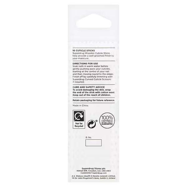 Superdrug wooden cuticle sticks 10 pack (British brand)