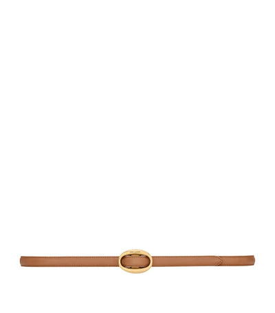 Harrods Saint Laurent Leather Oval Buckle Belt- Buy online at McGrocer