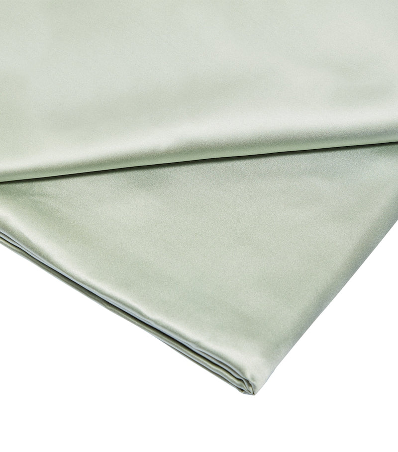 Gingerlily Silk Super King Flat Sheet Sage Green 280cm x 310cm, UK version