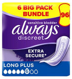 Always Discreet Incontinence Pads Plus Long Plus - 96 pads (6 pack bundle) Women's Toiletries Boots   