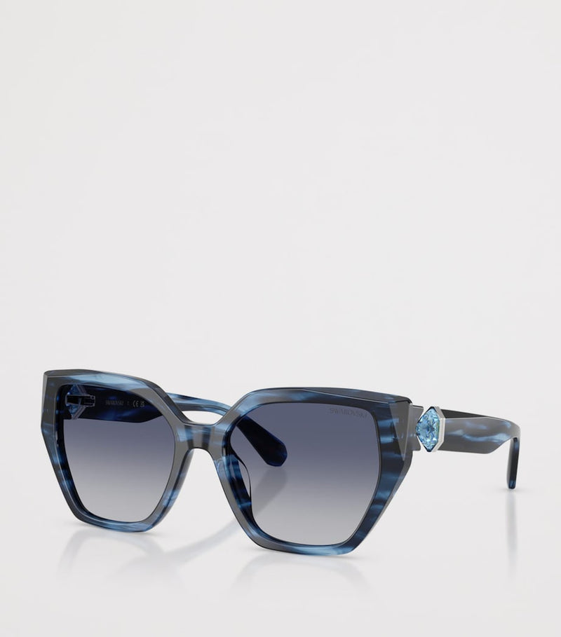 Swarovski irregular sunglasses with crystal temples, imported from the UK