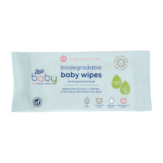 Boots Baby Fragrance Free Biodegradable soft baby wipes, single pack = 64 wipes Toys & Kid's Zone Boots   