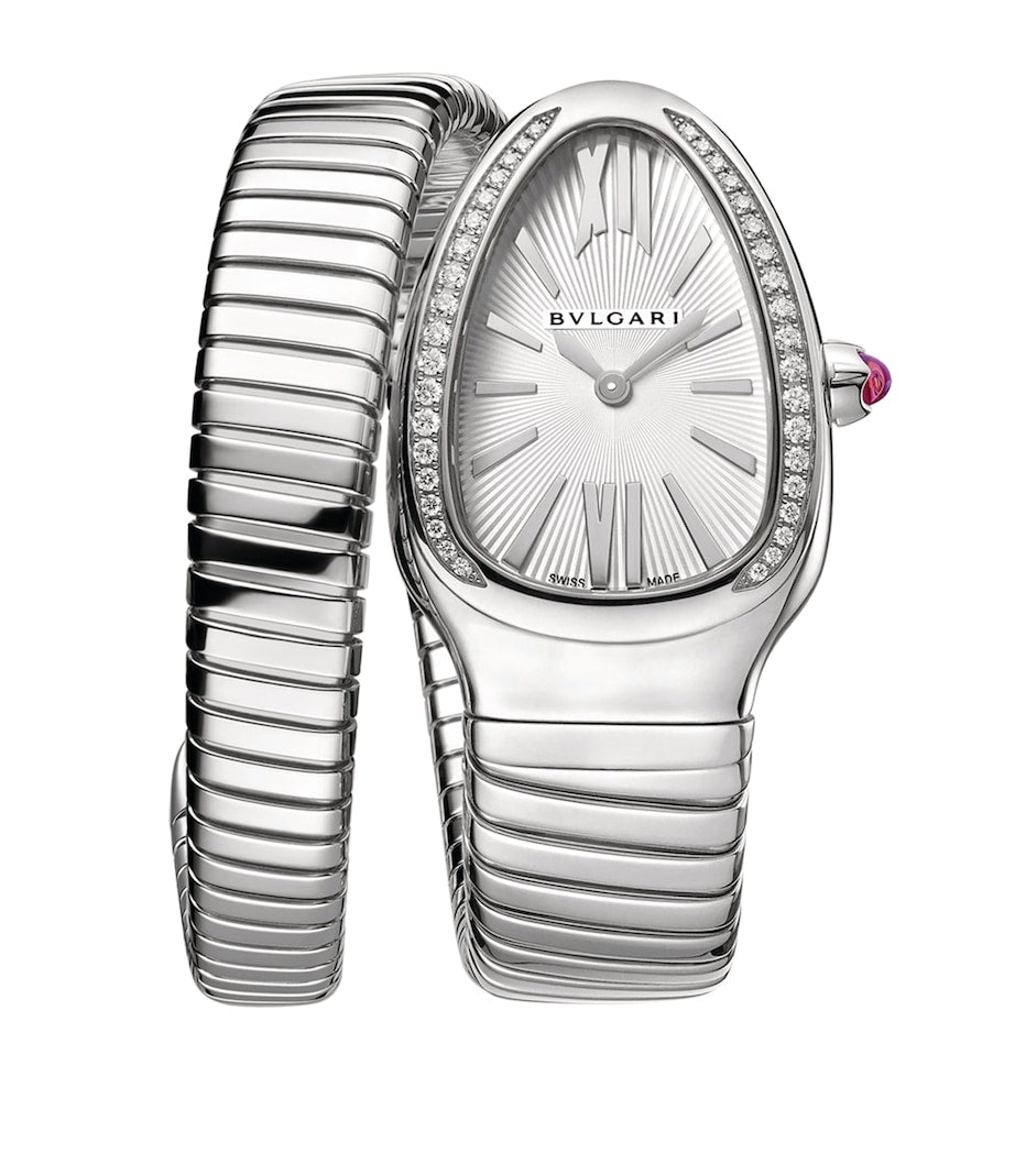 Bvlgari Serpenti Tubogas stainless steel diamond watch 35mm, imported from the UK