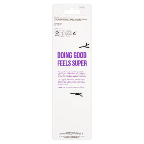 Superdrug Detangling Comb for hair care routine (British brand)