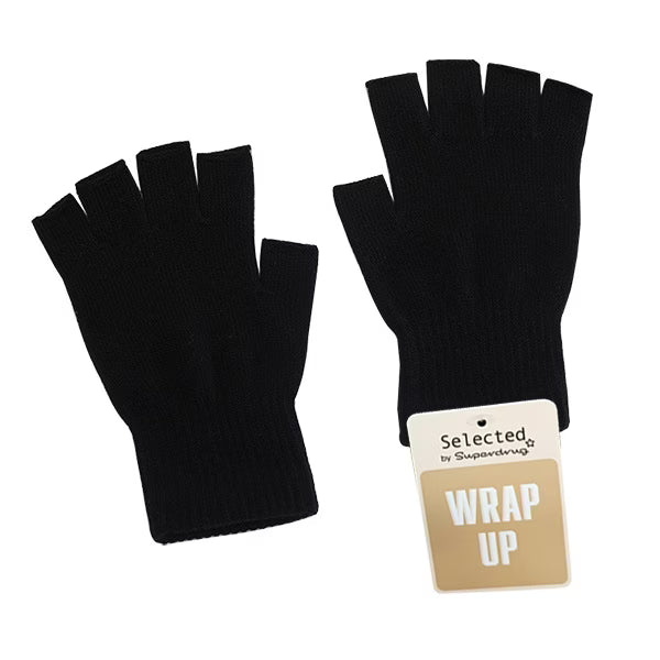Superdrug fingerless gloves black (British brand)