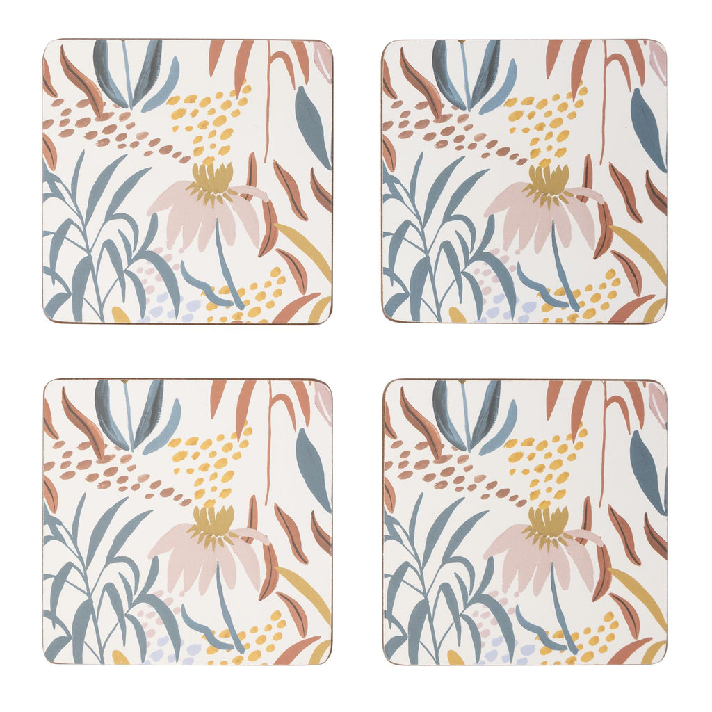 Habitat Floral Ripple Corkback Coasters 4pk