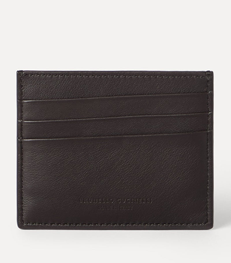 Brunello Cucinelli smooth calfskin card holder, imported from the UK