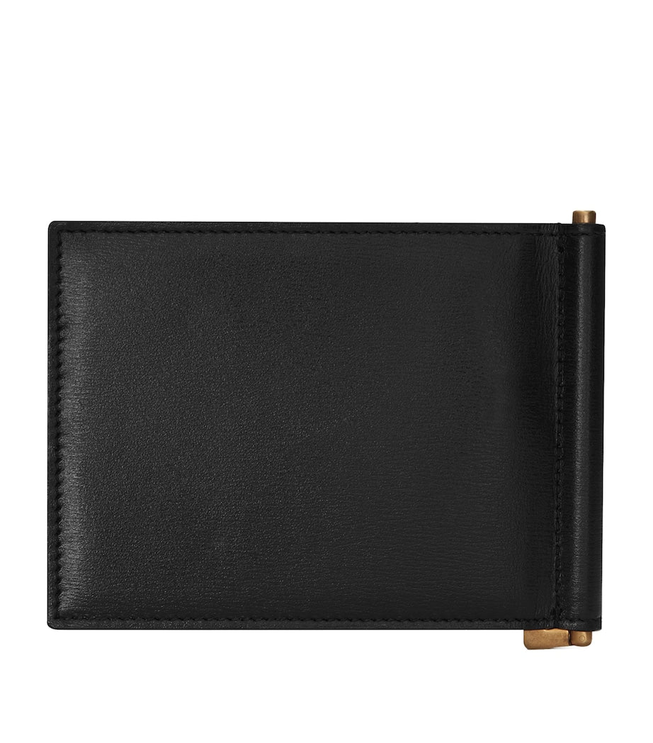 Saint Laurent leather bifold wallet with money clip and monogram detailing (British brand)