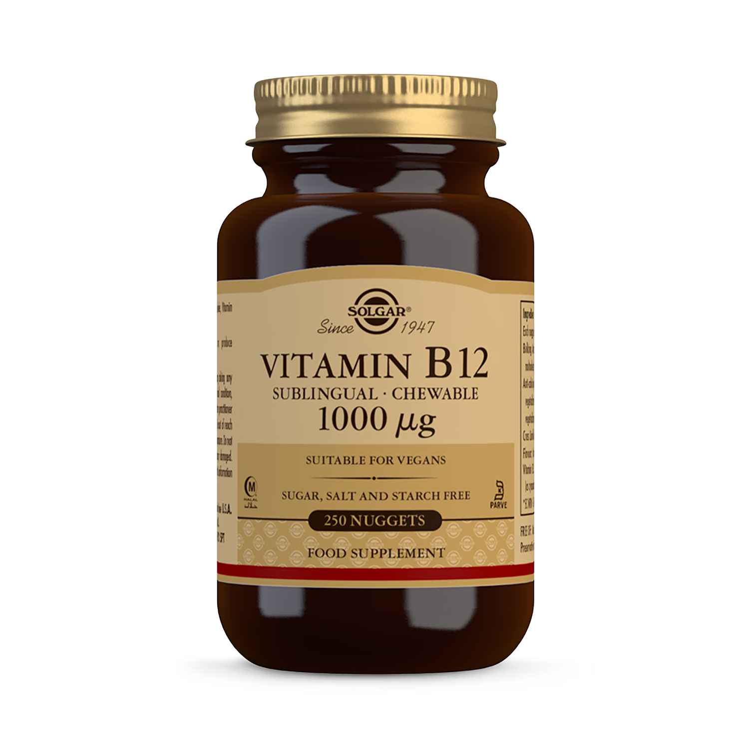 Solgar Vitamin B12 1000 µg sublingual nuggets 250 count (British brand)
