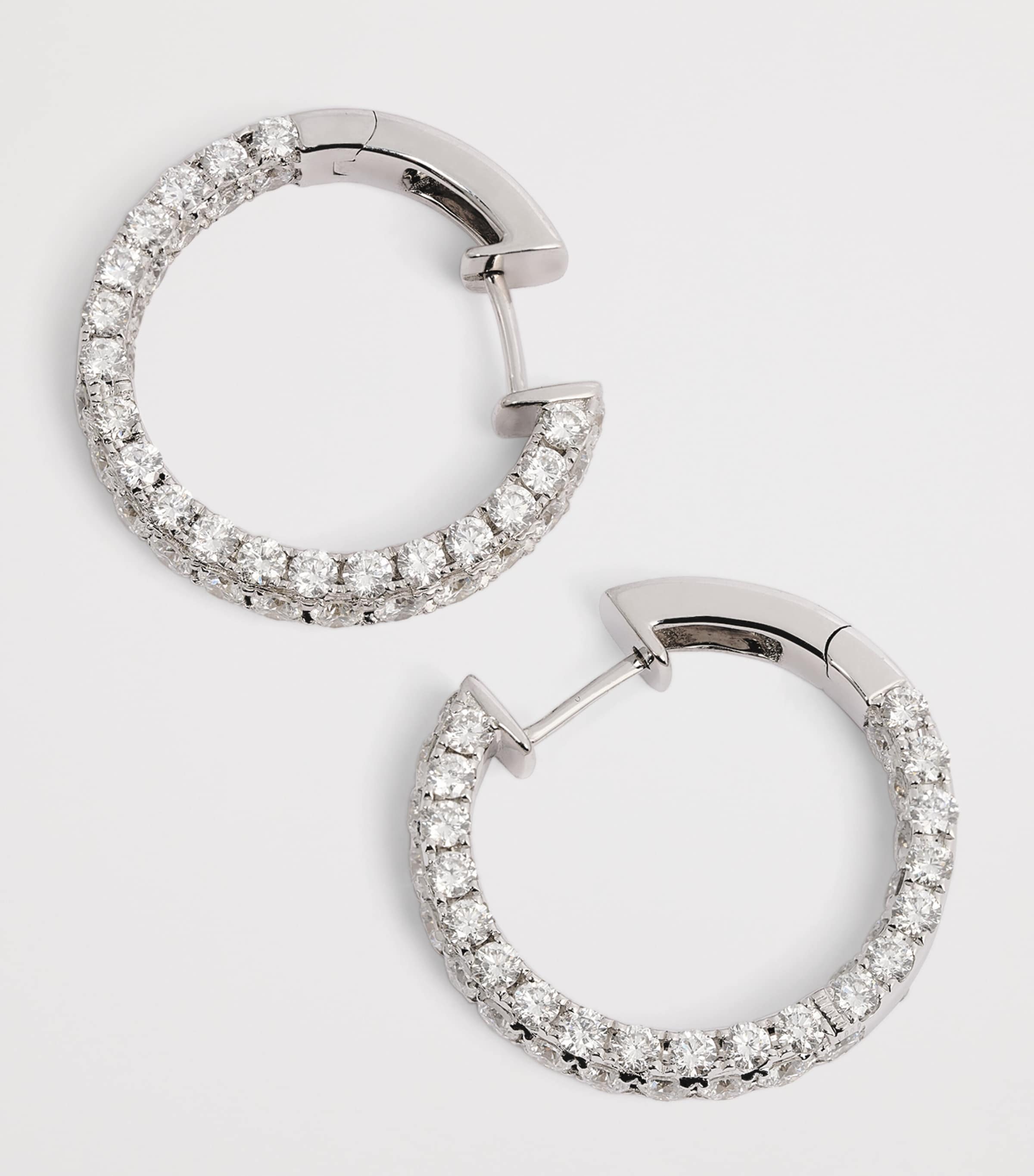 SHAY white gold diamond three-sided hoop earrings, UK version