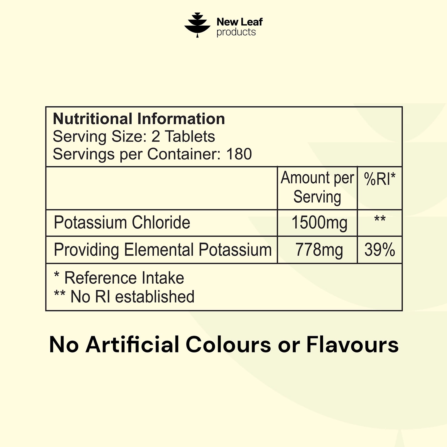 New Leaf Potassium 360 tablets (British brand)