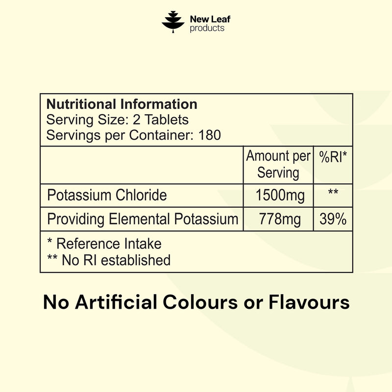 New Leaf Potassium 360 tablets (British brand)