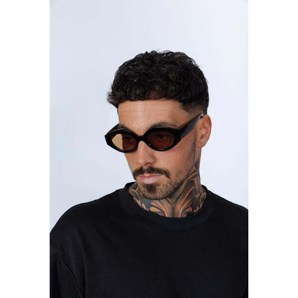 SVNX retro oval sunglasses black and brown (British brand)