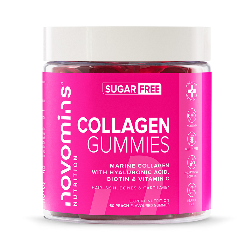 Novomins collagen gummies sugar-free peach flavour 60 gummies (British brand)