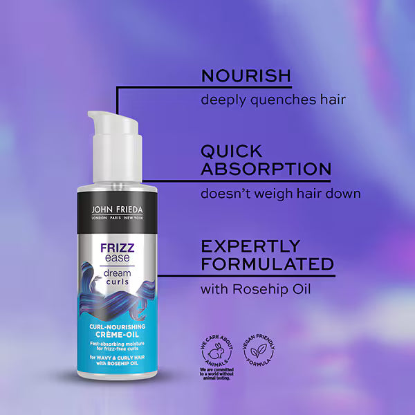 John Frieda Dream Curls Nourish Creme Oil 100ml, imported from the UK