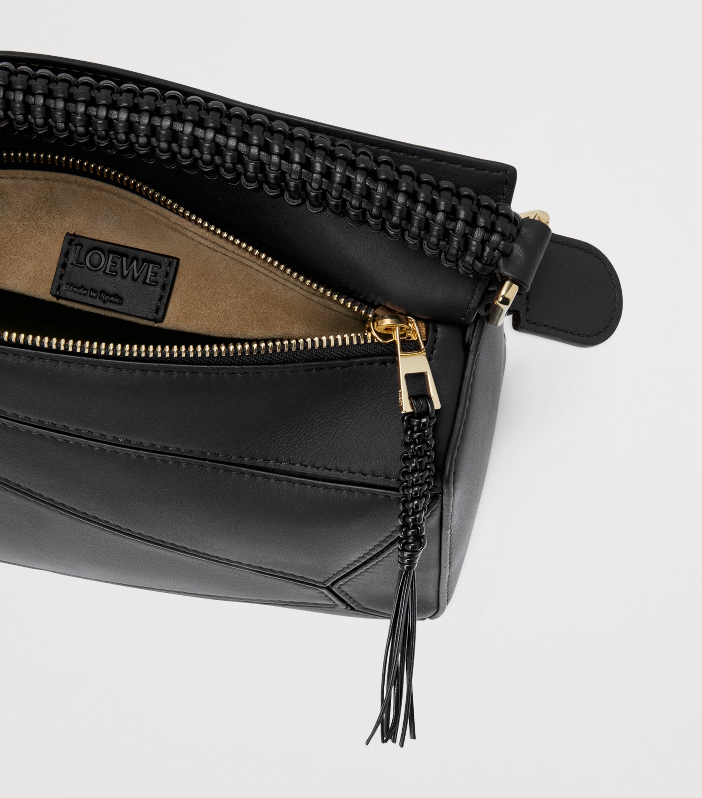 LOEWE small leather woven top-handle bag, UK version