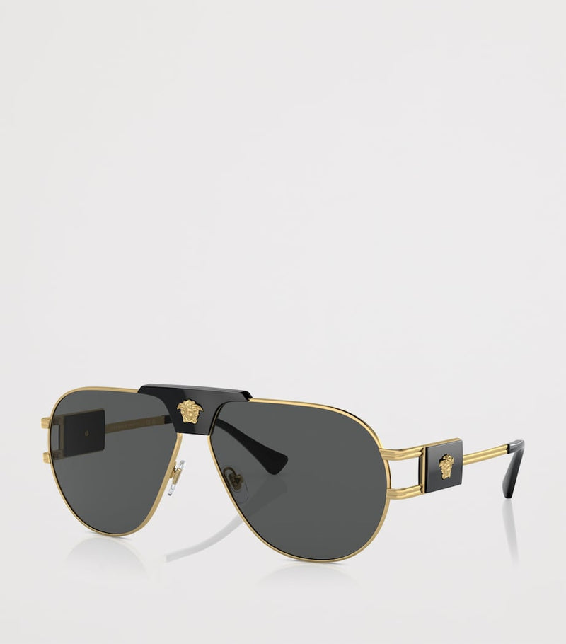 Versace Medusa Piloten-Sonnenbrille mit Metallrahmen (britische Marke)