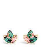 L'Atelier Nawbar yellow gold and diamond Chinoiserie bond fan earrings, UK version
