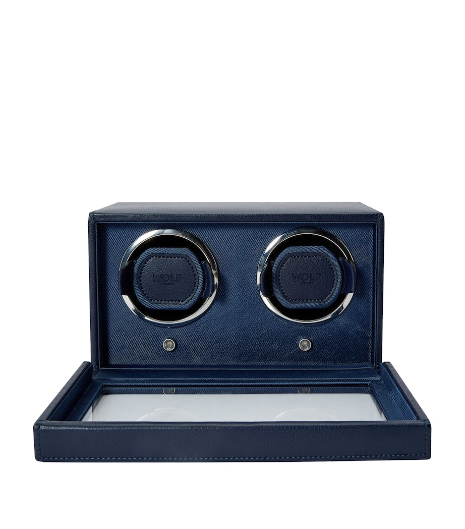 WOLF Cub double watch winder with vegan leather cover - British product