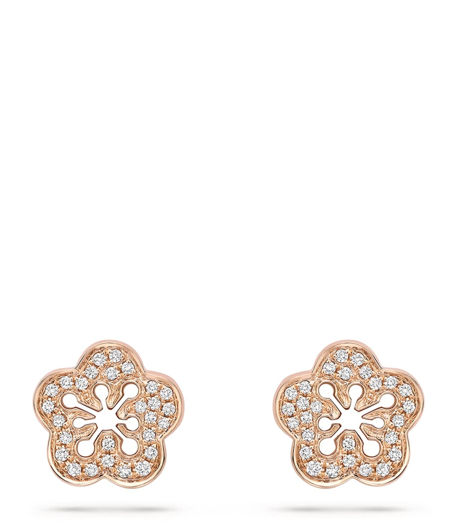 Boodles rose gold diamond blossom stud earrings 1cm, imported from the UK