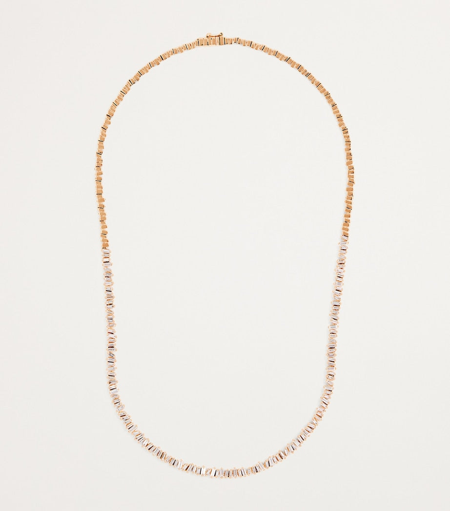Suzanne Kalan rose gold diamond mini classic tennis necklace, UK version
