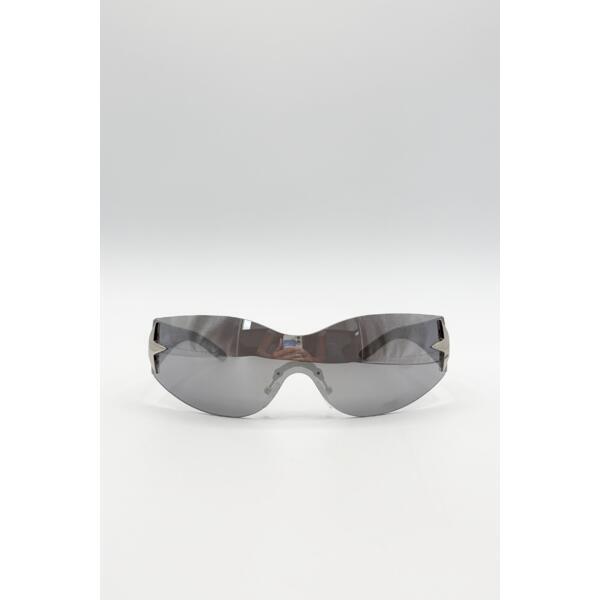 SVNX Racer Sonnenbrille silber Sternscharnier-Detail, importiert aus Großbritannien