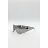 SVNX Racer Sonnenbrille silber Sternscharnier-Detail, importiert aus Großbritannien
