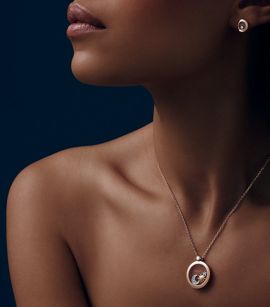 Chopard rose gold diamond Happy Diamonds pendant, imported from the UK
