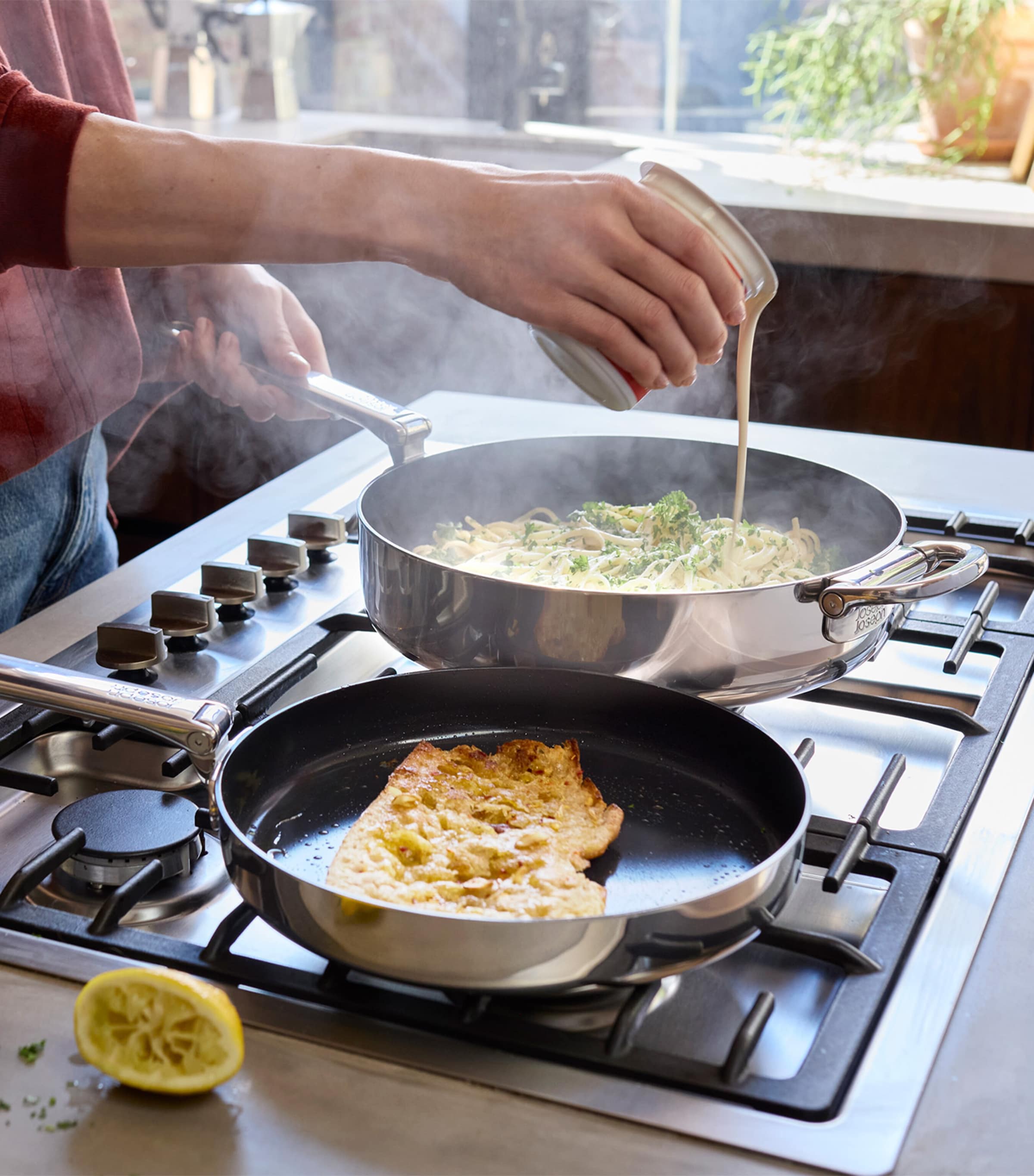 Joseph Joseph folding-handle non-stick frying pan set 2-piece, UK version