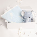 Babbico Blue Elephant Toy And Rattle Blanket Baby Gift Set GOODS Superdrug   