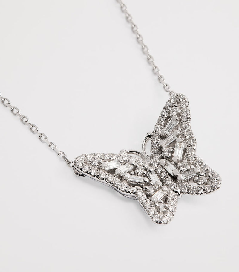 Suzanne Kalan white gold diamond butterfly necklace (British brand)