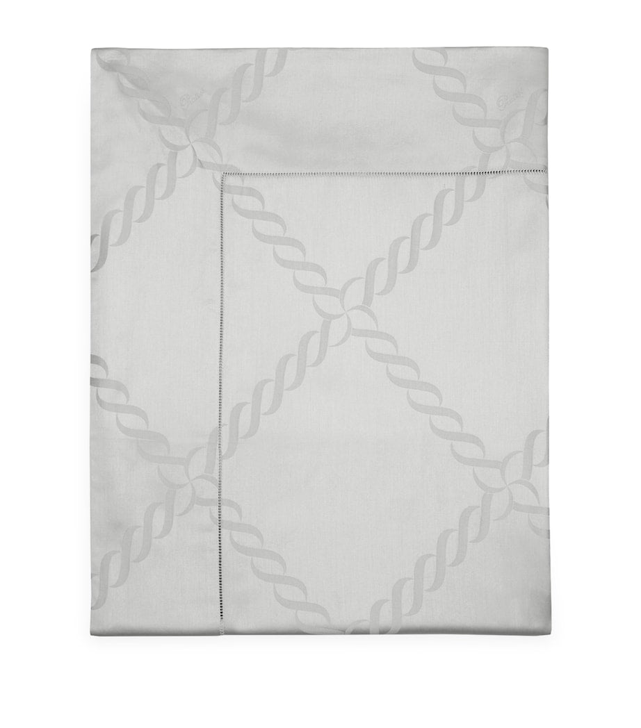 Pratesi Super King Flat Sheet with Braid Motif 300cm x 270cm, imported from the UK